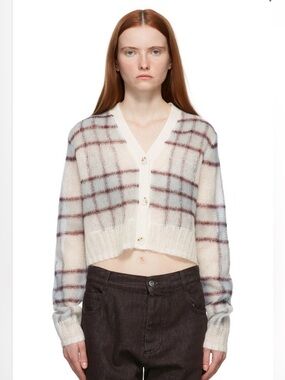 Acne Studios Checked Mohair Blend Cardigan Small